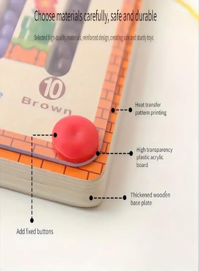 Kevim Magnetic Mushroom Puzzle Board - Color Sorting & Counting Maze Toy with Magnetic Pen, Montessori Learning Game for Kids Ages 6 & Under, Wooden Light Brown - Image 4